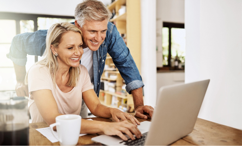 Man woman working computer