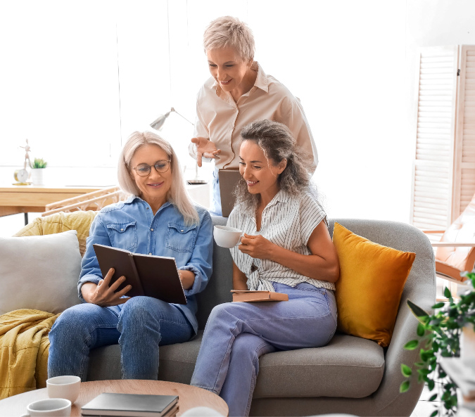 Ladies talking living room